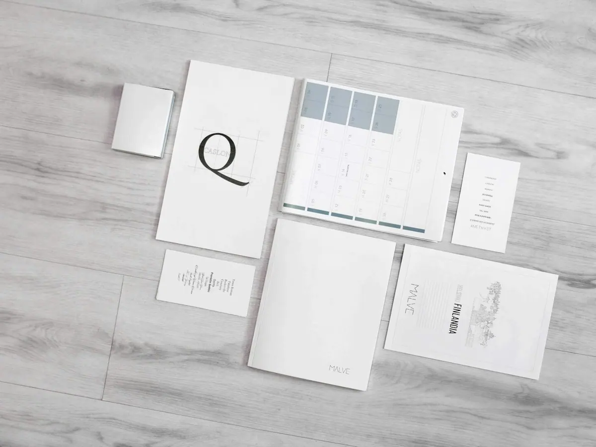 Stationery flat-lay for the concept studio identity
