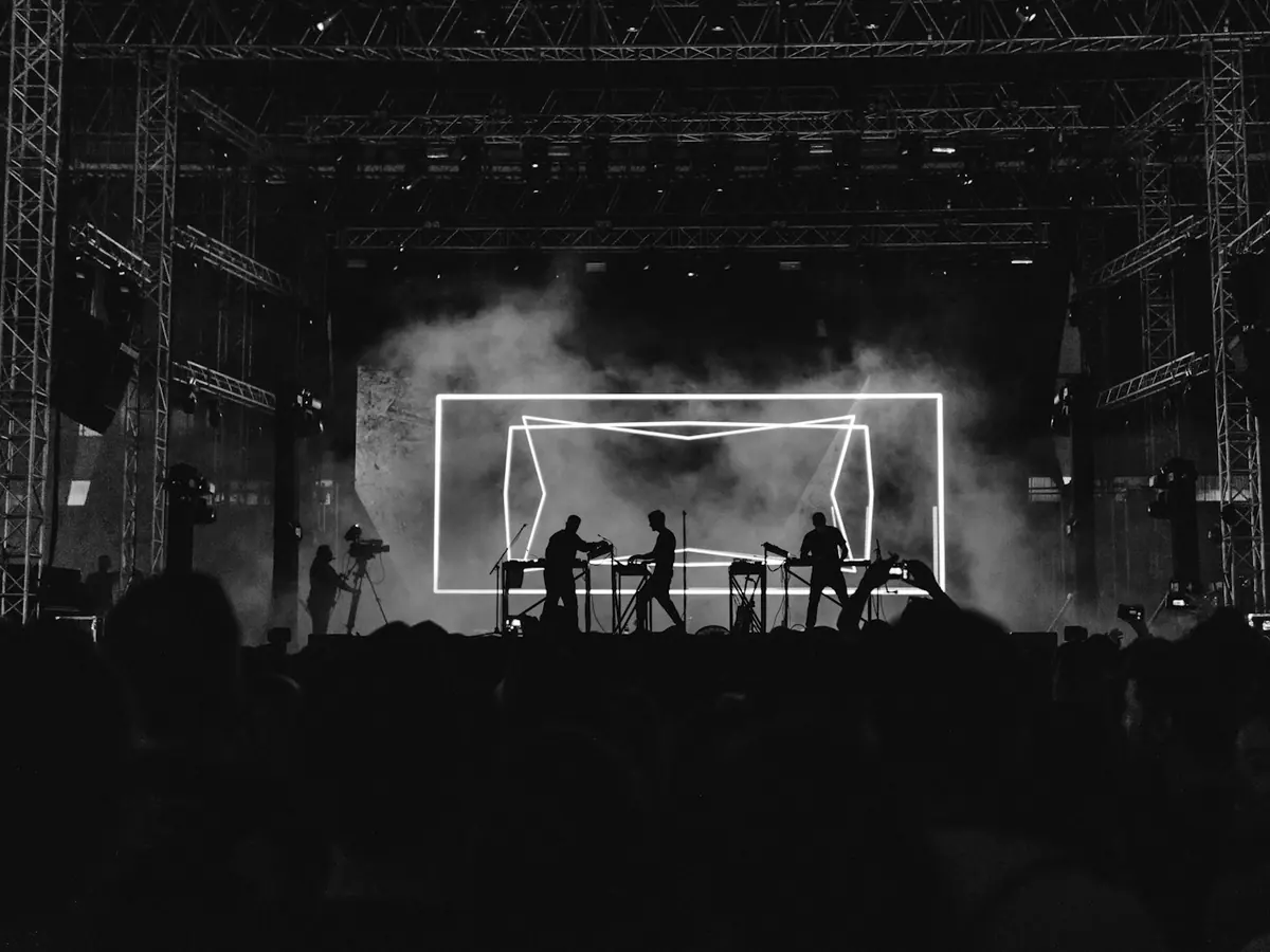 Silhouetted performance on stage